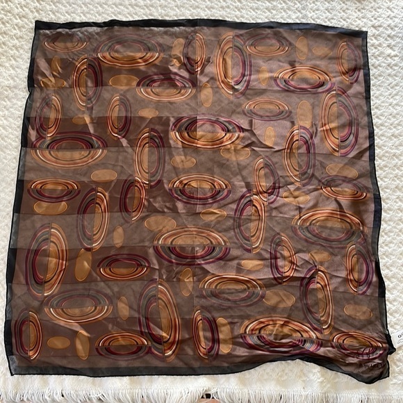 𝅺🎉HP🎉 Oscar De La Renta Pocket Square Scarf Geometric Multi Colored Ovals - Picture 1 of 3